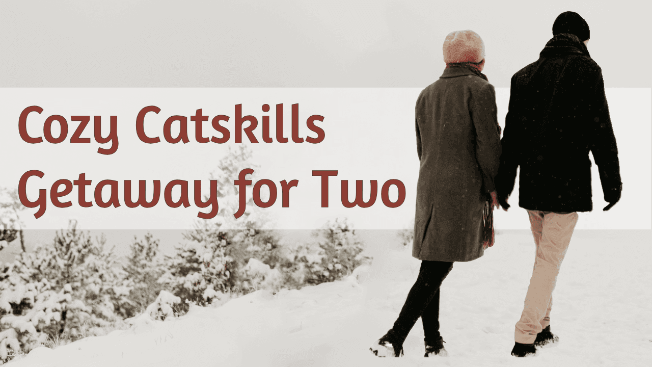 A couple walks hand in hand through a snowy landscape, promoting a cozy getaway. A couple walks hand in hand through a snowy landscape, promoting a cozy getaway.