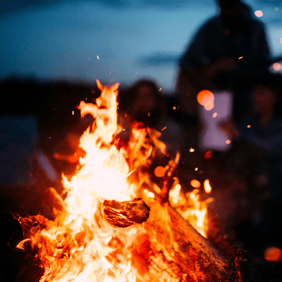 Close-up of outdoor fire pits available for guests to enjoy during their stay.